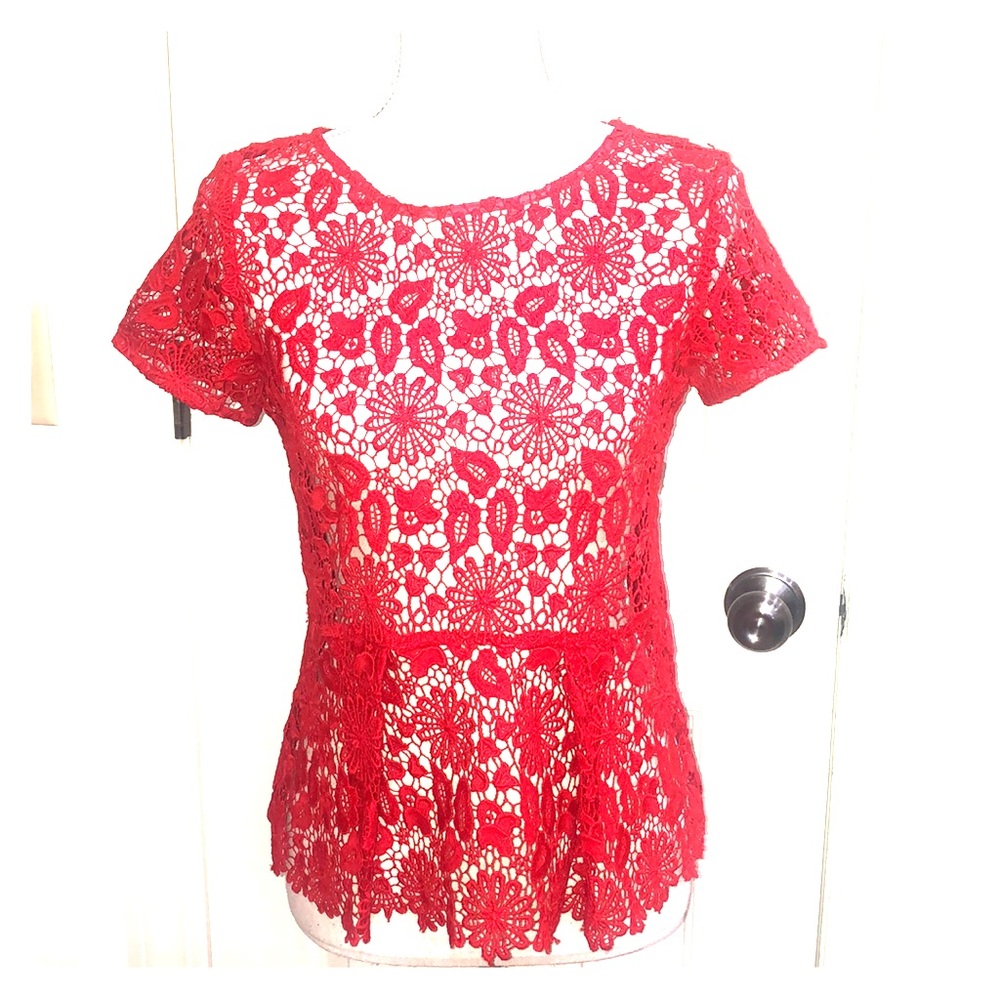 Zara Woman Red Lace Top